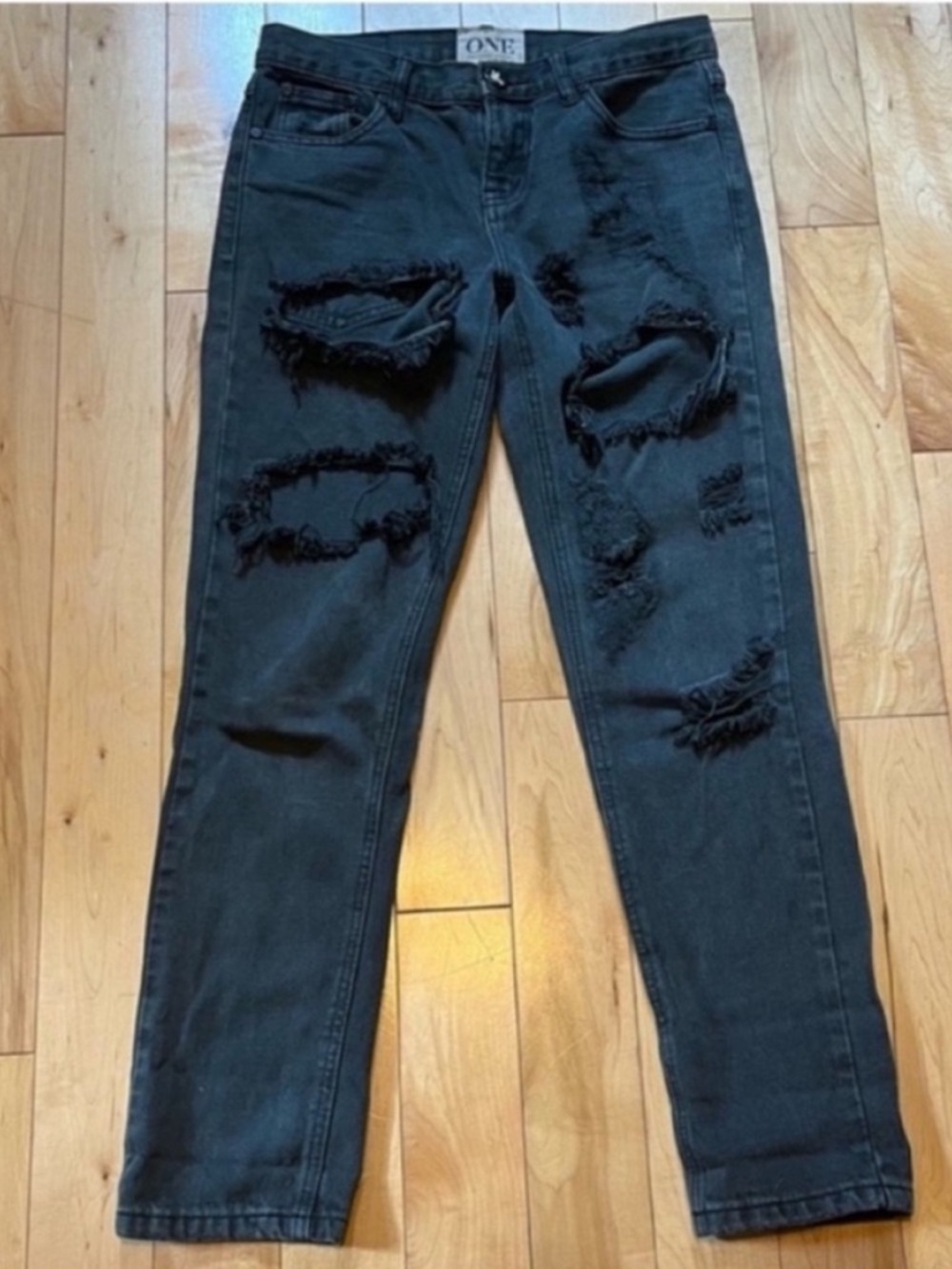One by One Teaspoon Awesome Baggies Distressed Jeans relaxed tapered size 24
